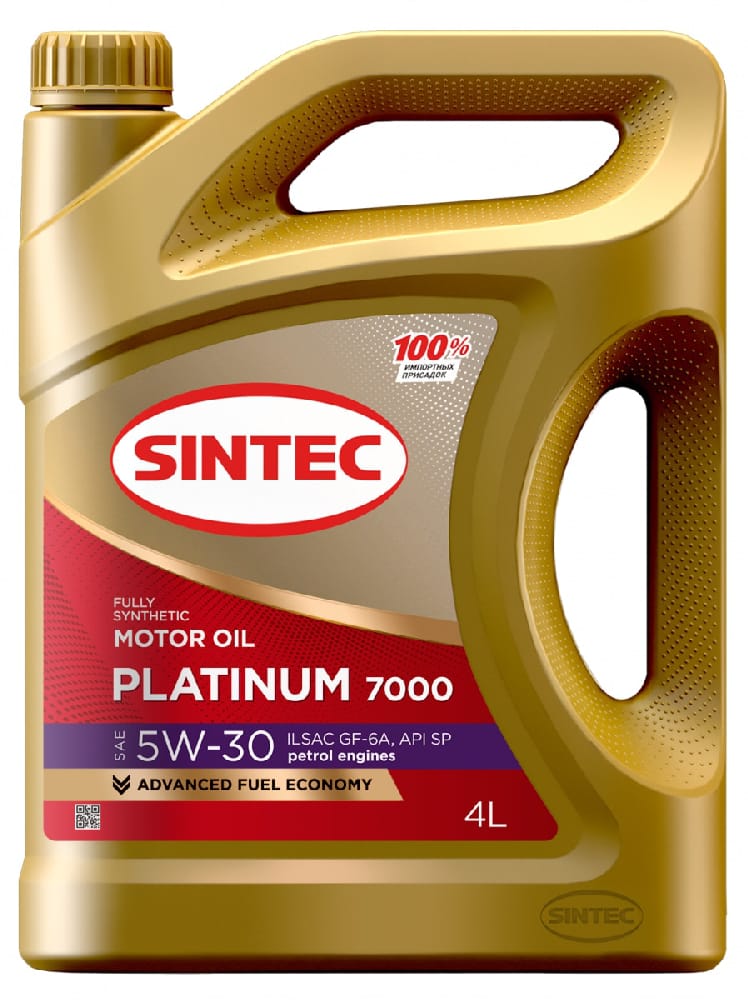 SINTEC 600153 Масло моторное синтетическое platinum 7000 5w30 api sp ilsac gf 6 4л