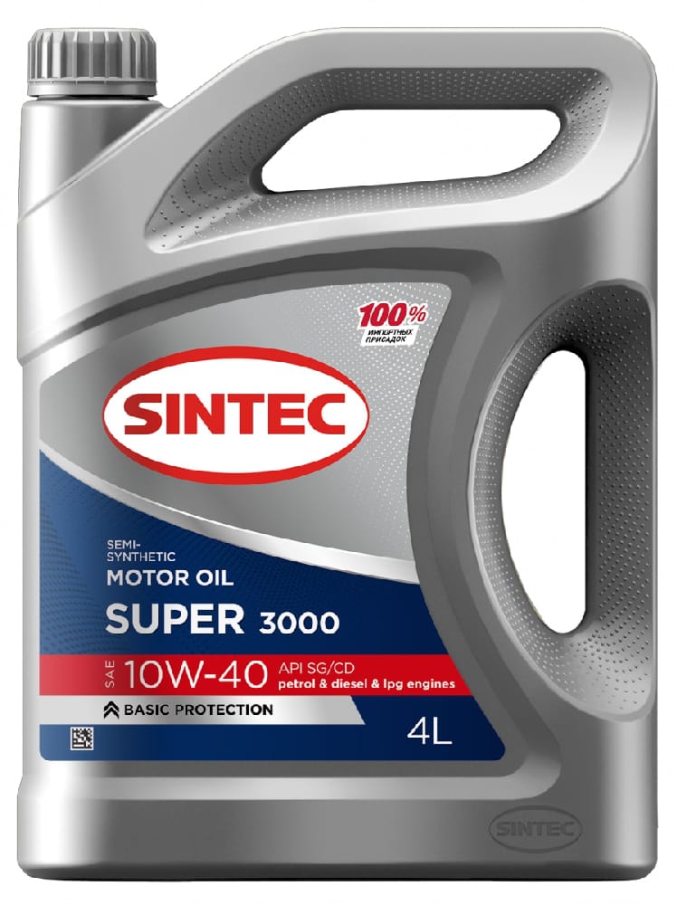 SINTEC 600240 Масло моторное полусинтетическое super 3000 10w40 api sg/cd 4л купить в Самаре