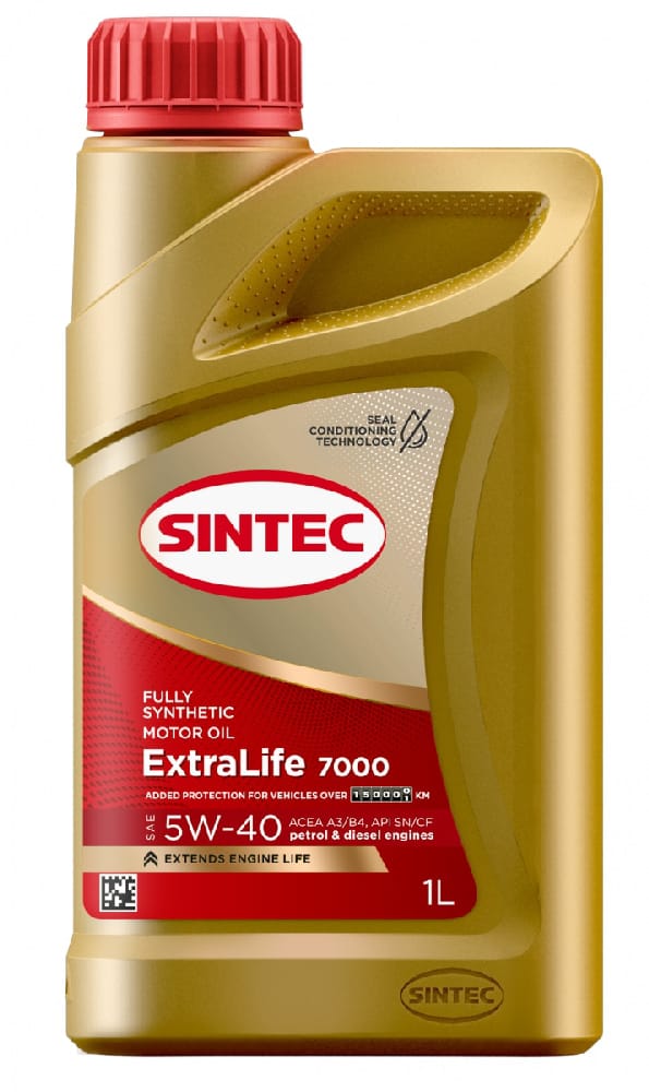 SINTEC 600253 Масло моторное синтетическое extralife 7000 5w40 api sn/cf acea a3/b4 1л купить в Самаре