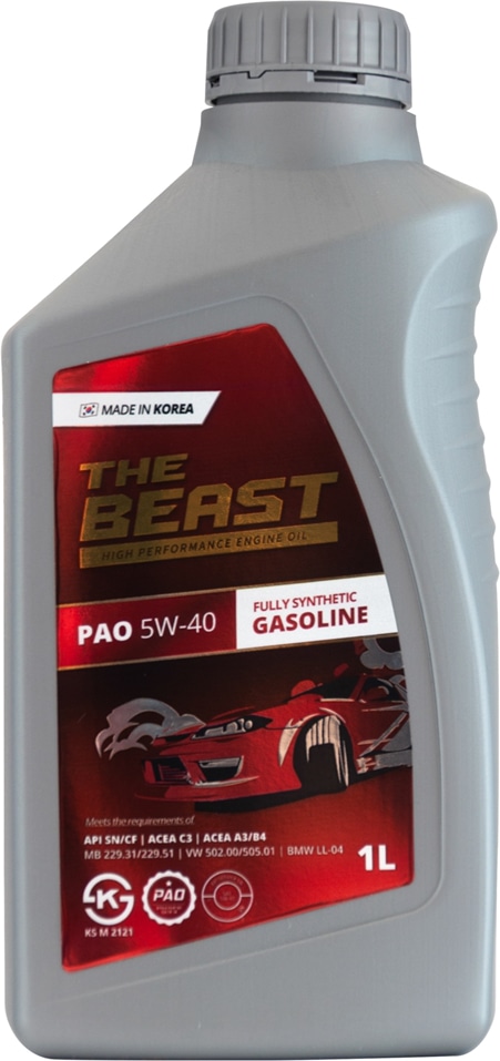 THE BEAST e0102l01u1 Синтетическое моторное масло pao 5w 40 для европейских автомобилей с сажевами фильтрами (1 л.) купить в Самаре