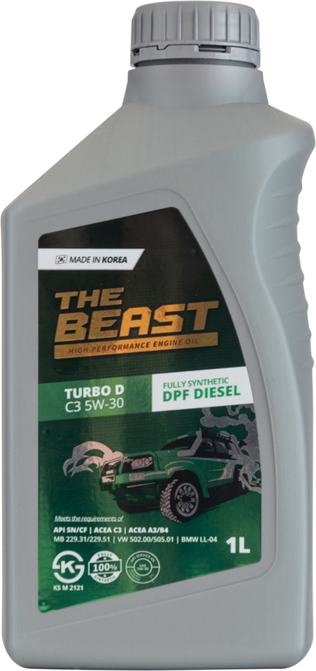 THE BEAST e0201l01u1 Синтетическое моторное масло turbo d c3 5w 30 мерседес, бмв, порше и рено (1 л.)