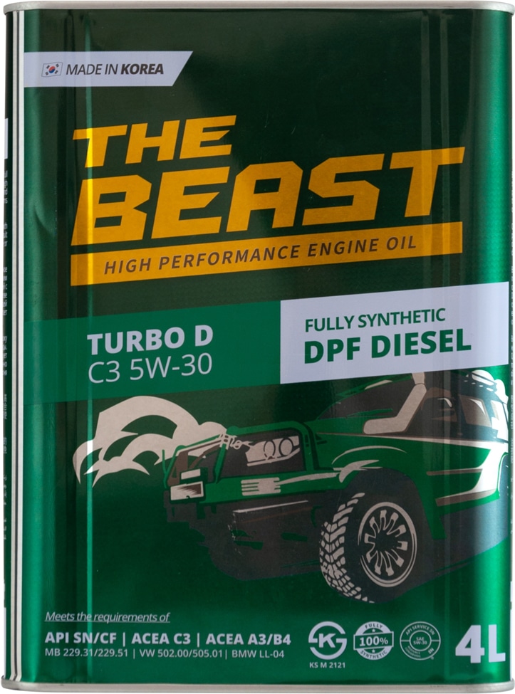 THE BEAST e0201l04u1 Синтетическое моторное масло turbo d c3 5w 30 мерседес, бмв, порше и рено (4 л.)
